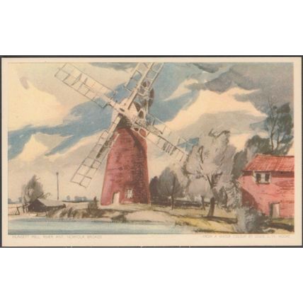 Hunsett Mill, River Ant, Norfolk Broads, c.1950s - Jarrold Postcard