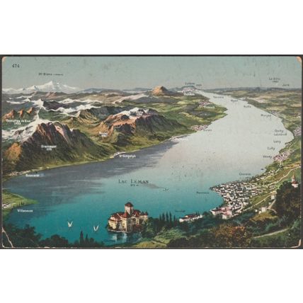 Lac Léman, Vaud et Genève, 1912 - Louis Burgy CPA
