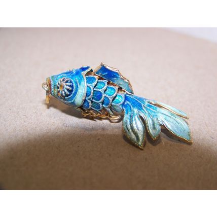 Vintage Cloisonne Enamel Fish Articulated 1 3/8"