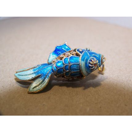 Vintage Cloisonne Enamel Fish Articulated 1 3/8"