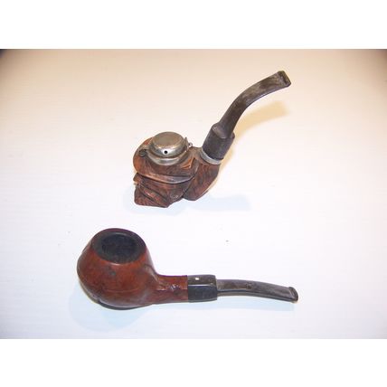 VINTAGE SMOKING PIPES SCHOWA GERMANY HAND CARVED MAN W/ WIND CAP + ISRAEL MADE