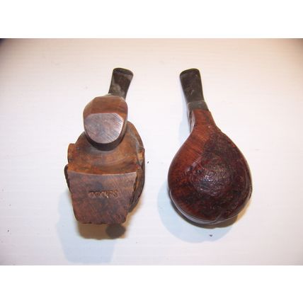 VINTAGE SMOKING PIPES SCHOWA GERMANY HAND CARVED MAN W/ WIND CAP + ISRAEL MADE