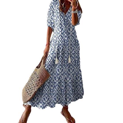 Ladies Party V Neck Sundress Women Dresses Short Sleeve Dress