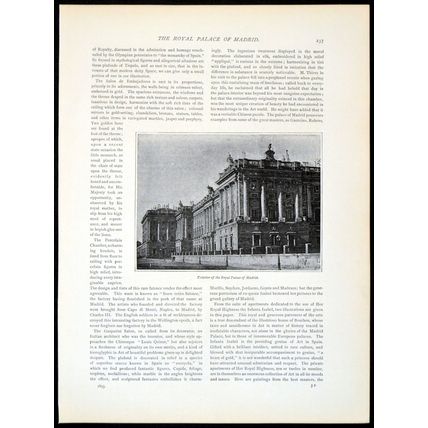 EXTERIOR OF THE ROYAL PALACE OF MADRID 1893 Spain PRINT