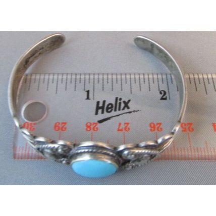 VINTAGE NATIVE AMERICAN TURQUOISE STERLING SILVER CUFF BRACELETE 16.5grams