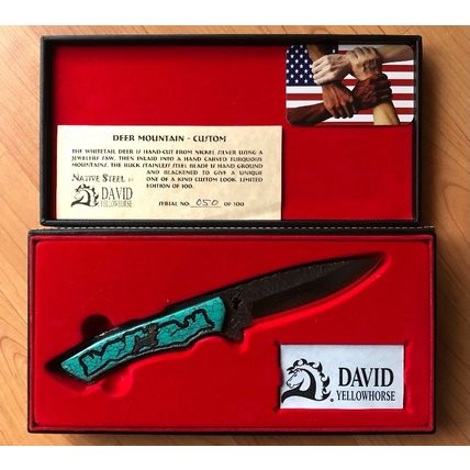 Native Steel By David Yellowhorse Deer Mountain Buck Knife #50 of 100 Limited