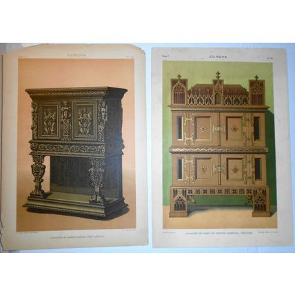 EUROPA Alacenilla - lot of two lithographs circa 1890 by J. Aleu, Barcelona.