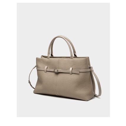 Genuine Leather Women Large Casual Handbag Grey