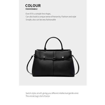 Genuine Leather Women Large Casual Handbag Black
