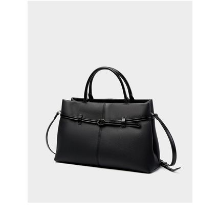 Genuine Leather Women Large Casual Handbag Black