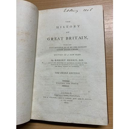 RARE* 1800 "HISTORY OF GREAT BRITAIN 1399-1485" ROBERT HENRY VOL 10 BOOK (P5)