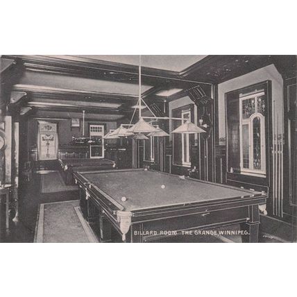 The Grange Billiard Pool Room Winnipeg Canada Old Postcard
