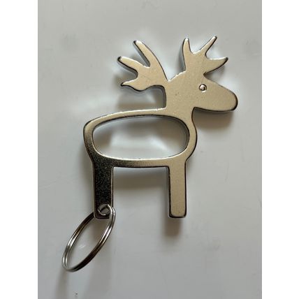 KEY RING - SILVER METAL REINDEER BOTTLE OPENER