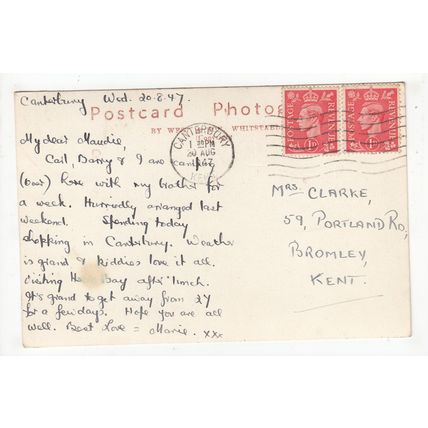 The Holiday Camp Beach Swalecliffe-on-Sea Postcard 1947 Kent