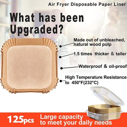 Air Fryer Liners Disposable Square 9 Inch, 125 Pcs Large Square Air Fryer Paper
