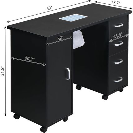 Nail Desk Manicure Table - Nail Tech Desk with Dust Collector - Nail Table with