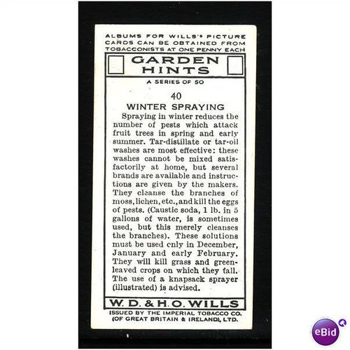 WILLS - 1938 GARDEN HINTS No 40 Winter Spraying Mint