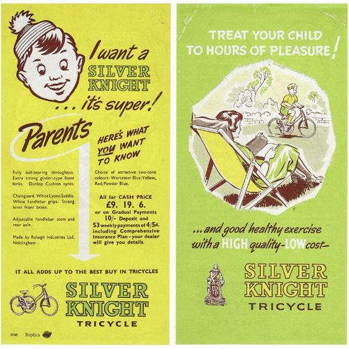 1960's Advertising Leaflet Silver Knight Tricycle Raleigh Industries Nottingham