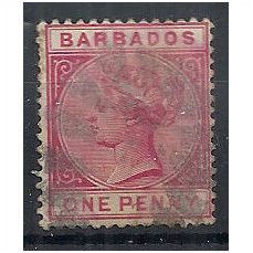 Barbados 1882 SG92 1d Carmine Wmk Crown CA Good Used . . .