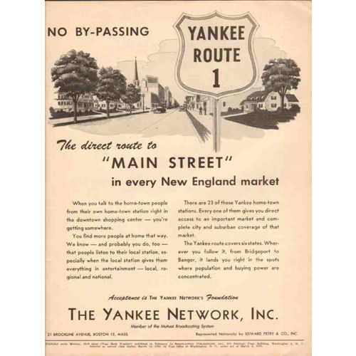 the yankee network inc 1948 main street new england media vintage ad