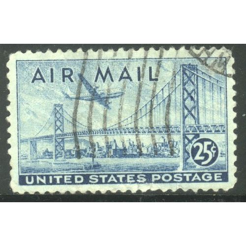 USA 1947 (Air) - SG A950 25c San Fransisco-Oakland Bay Suspension Bridge - used