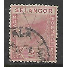 MALAYSIA SELANGOR 1891 2c ROSE SG 49 FINE USED