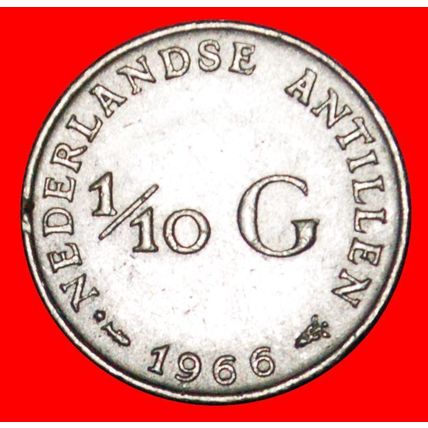 SILVER (1954-1970): NETHERLANDS ANTILLES ★ 1/10 GULDEN 1966 LOW START★NO RESERVE