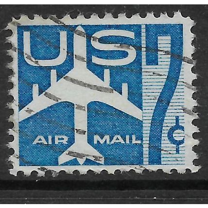 USA 1958 AIR 7c BLUE SILHOUETTE OF JET AIR LINER SG A1111 FINE USED#2