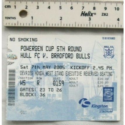 2005 ticket Hull F.C. v. Bradford Bulls, cup 5th round