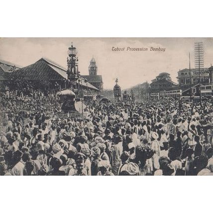 Bombay Taboot Procession Antique Indian Postcard