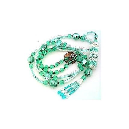 Light Blue Beaded Aroma Therapy Vial Necklace 2