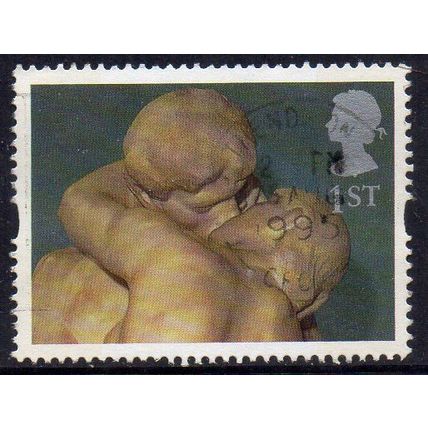 GB 1995 Greetings in Art - The Kiss, Rodin 1st Used