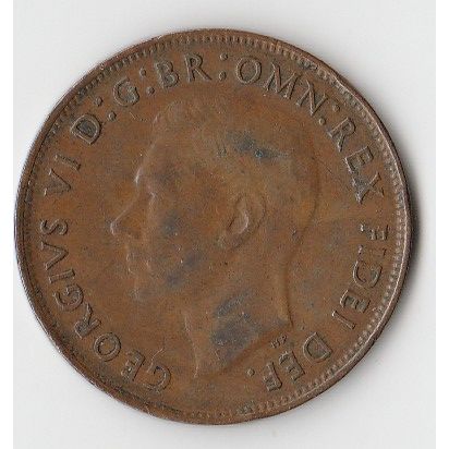 AUSTRALIA COIN - ONE PENNY 1949/GEORGE VI/F