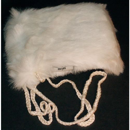 Nicole Miller Cell Phone ipod Pouch Purse White Fake Fur NCAS1158 New Old Stock