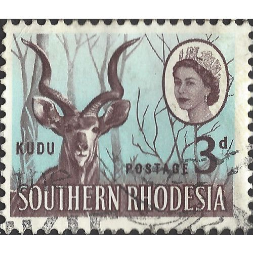 SOUTHERN RHODESIA, MAMMAL, Greater Kudu, blue 1964, 3d, #4