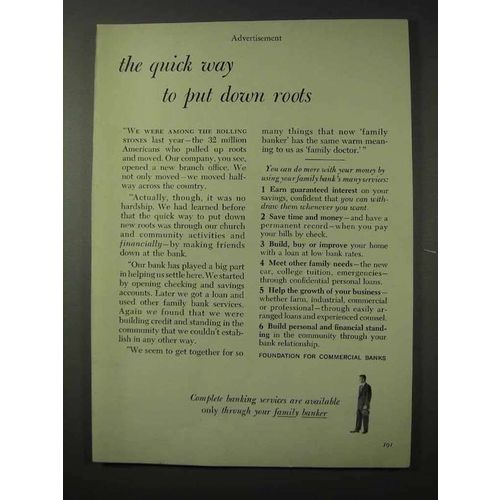 1958 Foundation for Commercial Banks Ad - Put Roots