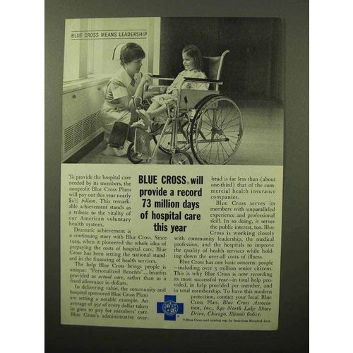 1964 Blue Cross Ad - Record Days of Hospital Care