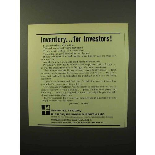 1964 Merrill Lynch Brokers Ad - Inventory for Investors