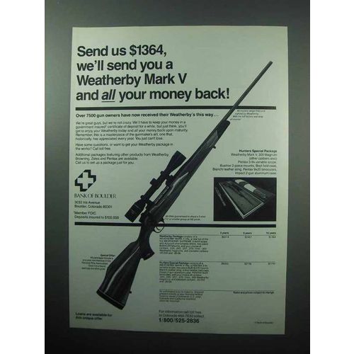 1989 Bank of Boulder Ad - Weatherby Mark V Rifle