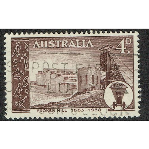 Australia 1958 75th Anniv Founding Broken Hill 4d Chocolate SG305 GU
