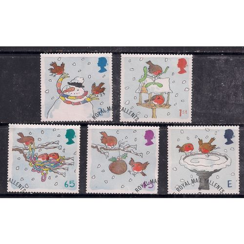 GB 2001 QE2 Christmas Snow Scenes used set of 5 stamps ( L468 )
