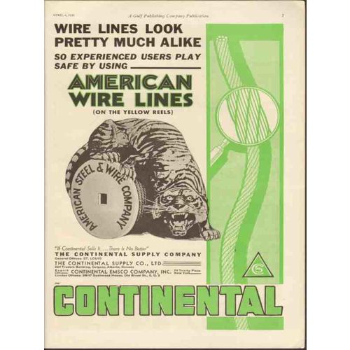 CONTINENTAL SUPPLY COMPANY 1930 oil wire lines look alike vintage ad
