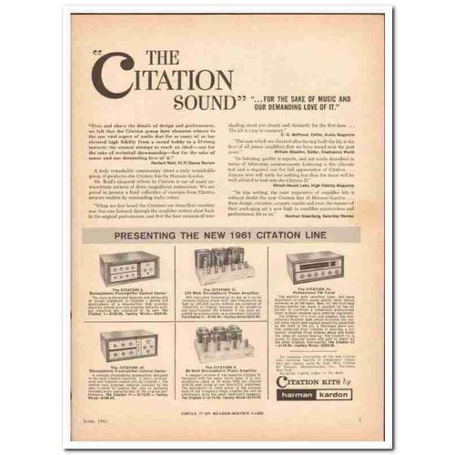 HARMAN-KARDON INC 1961 Citation Sound amp FM tuner stereo vintage ad