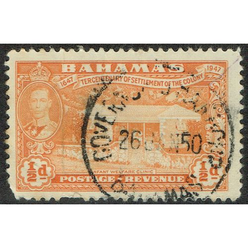 Bahamas 1948 Tercentenary Settlement Eleuthera ½d Orange SG178 GU