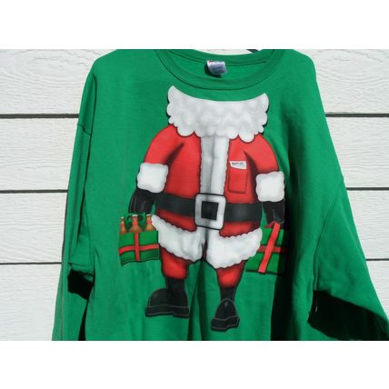 Santa Sweat Shirt2XL 54 Chest Green Santa Claus Body Naughty Beer Gift NWOT