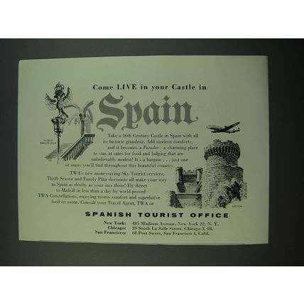 1956 Spanish Tourism Ad - Come live in your castle in Spain