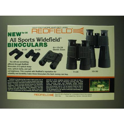 1986 Redfield Binoculars Advertisement - New all sports widefield Binoculars