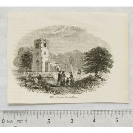 1860s engraving - Bromley Church, Kent