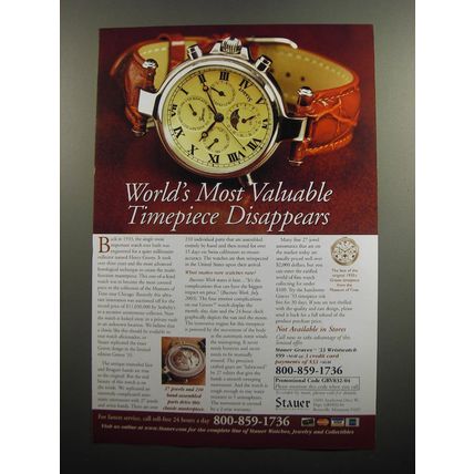 2008 Stauer Graves '33 Wristwatch Ad - World's most valuable timepiece