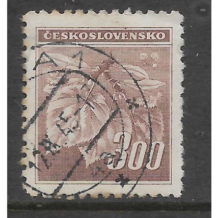 CZECHOSLOVAKIA 1945 PRAGUE ISSUE 300H PURPLE LINDEN LEAF & FLOWER SG419 F U